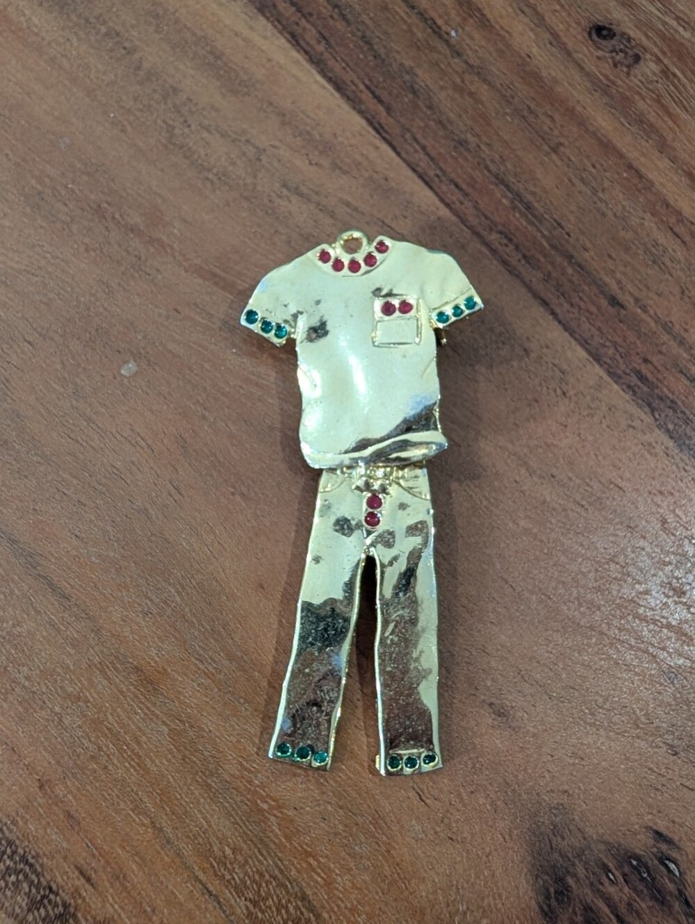 Gold-tone Jeweled Pajama Brooch